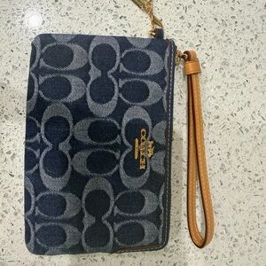 Coach Logo Denim Wristlet